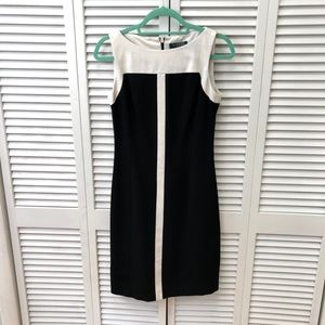 Lauren Ralph Lauren black and white sheath dress.